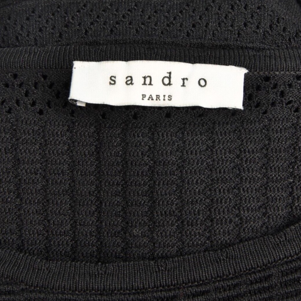 Sandro Paris Carmen Women’s Black Knit Stretch Sweater Dress Fluted Cuffs Sz S - Picture 12 of 16